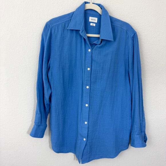 Wilfred Free Womens Button Shirt Top Size S 100% Organic Cotton Flowy Blue - Picture 1 of 6